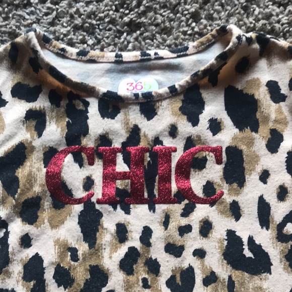 365Kids Leopard Print Long Sleeve Top Red Glitter CHIC - Picture 2 of 5